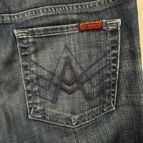 7 for all Mankind "A" Pocket Low Rise Jeans Size 28 Medium Wash Denim Wide Leg - Picture 8 of 13